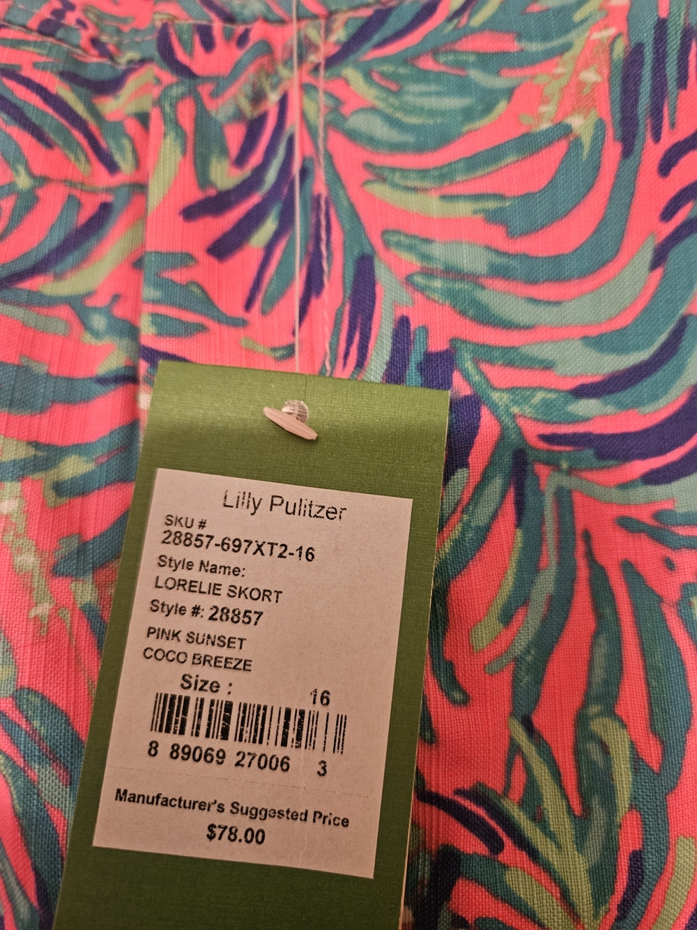 Scalloped Tropical Print Mini Skirt - Pink Multi - Picture 2 of 4